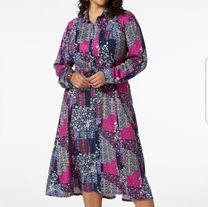 NWOT: Women's Floral Patchwork Midi Dress - XL